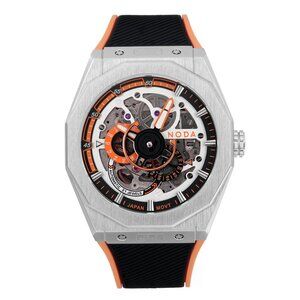 Noda Aero Series-1 43MM Stainless Steel Orange Skeleton Dial Automatic Watch